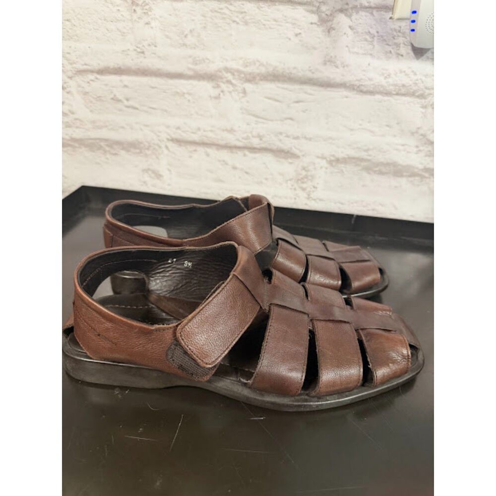 To Boot New York Leather Fisherman Sandals Men's Size 41 8.5 Brown Classic Shoes